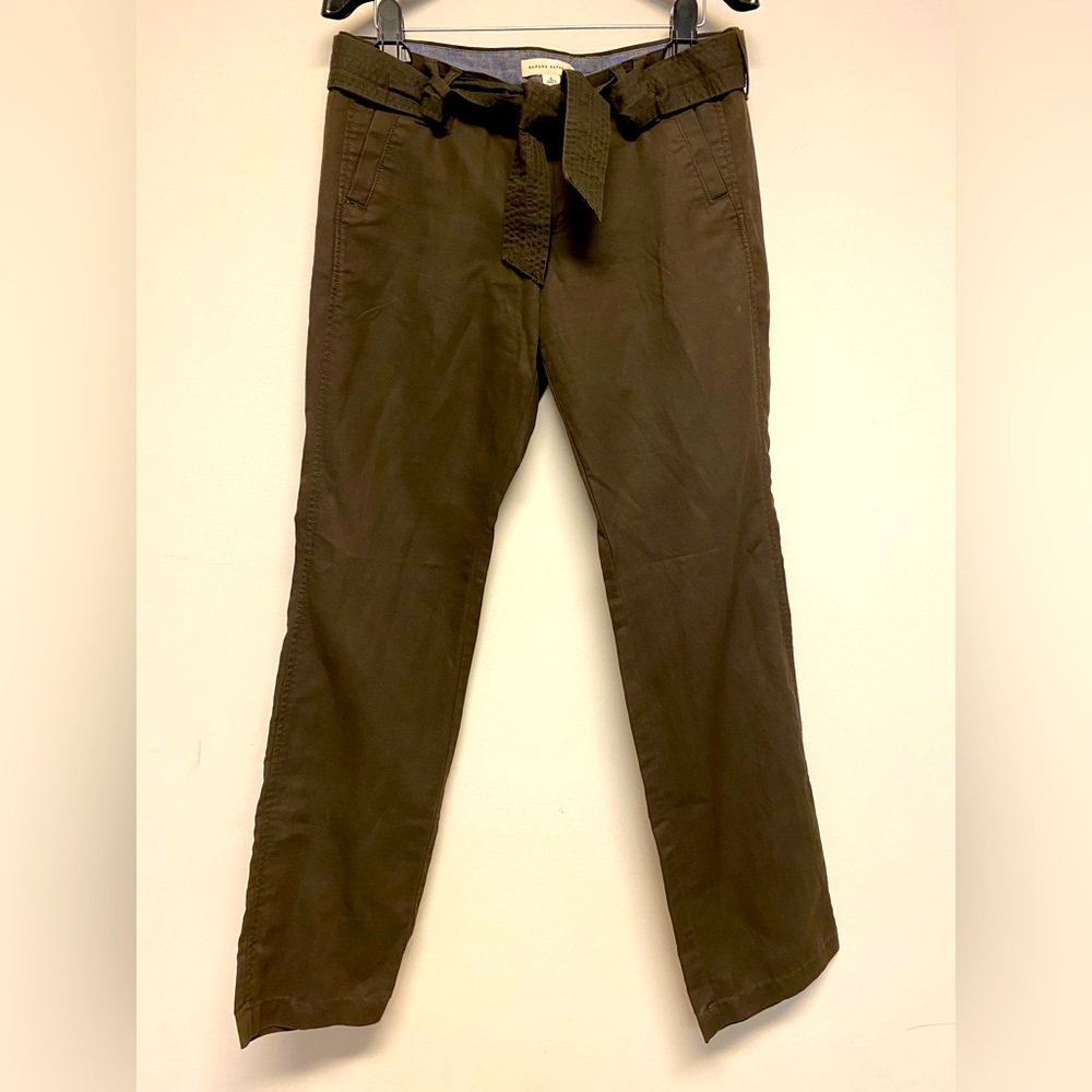 NWOT Banana Republic Brown Linen-Cotton Blend Tie Front Pant